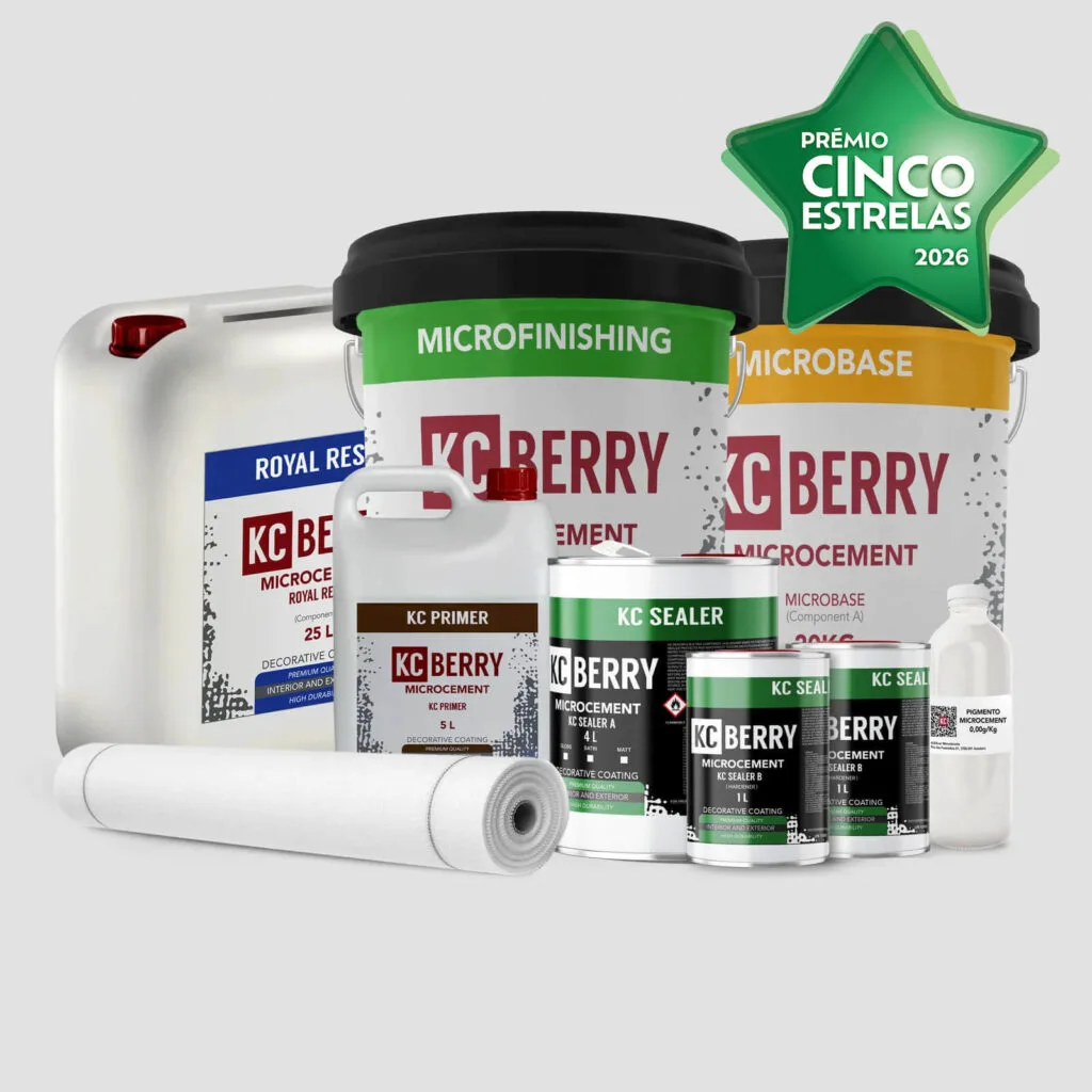 Kit completo de microcimento KCberry pronto a aplicar para pavimentos e paredes