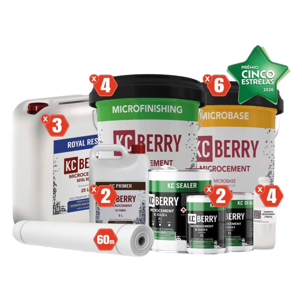Kit Microcimento KCberry 60m² — kit profissional grandes obras